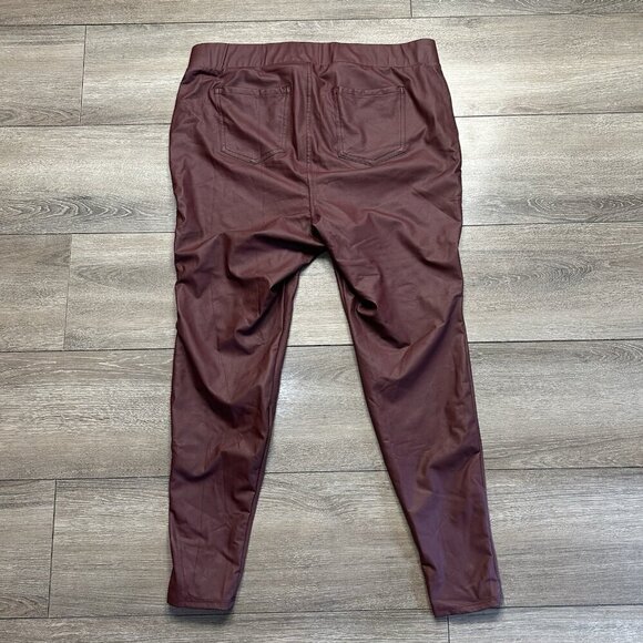 Torrid Faux Leather Pants Womens Size 2 Root Beer Stretch Shapewear - Picture 3 of 5